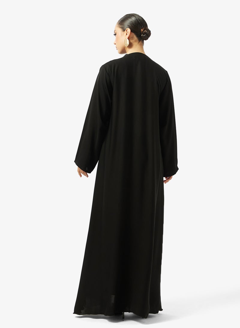 hayas closet Black Embellished Abaya With Sheila - Image 2